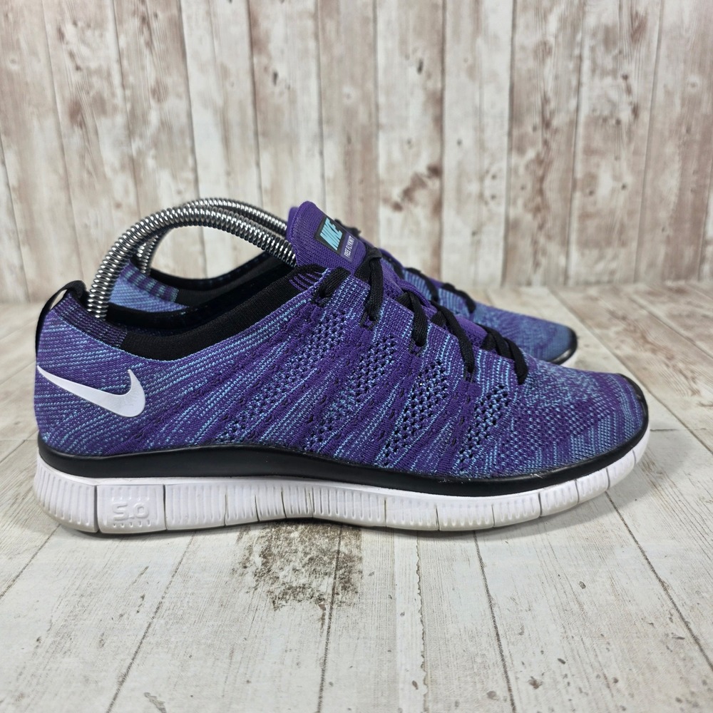 Nike Free Flyknit 5.0 Mens Purple Blue Running Shoes 599459-500 Size 8